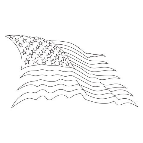 Waving American Flag Outline