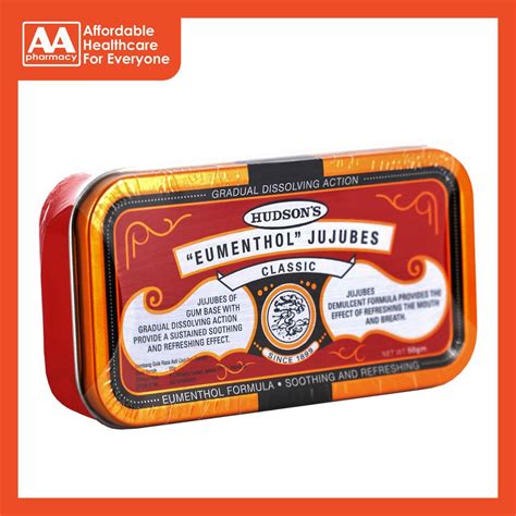 Hudson's Eumenthol Jujubes (Classic) 50g (Tin) - AA Pharmacy