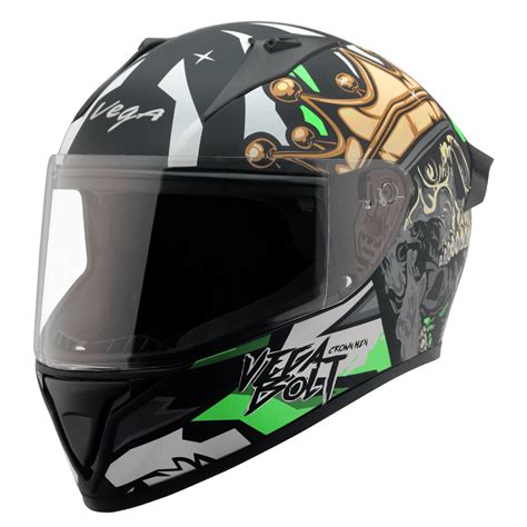 Bolt Crown Men Helmet - Dull Black Neon Green – GTR Pitstop