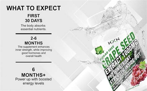 HXN Grape Seed Extract 1000mg (98% Polyphenols) Antioxidant Supplement ...