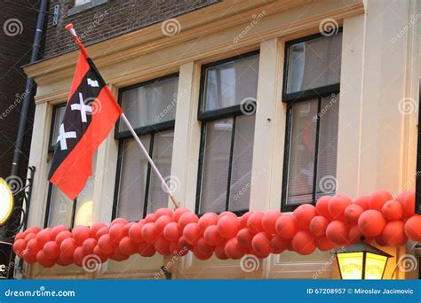 Flag Waving in Amsterdam Streets, Netherlands. Editorial Photography - Image of dutch, channel ...
