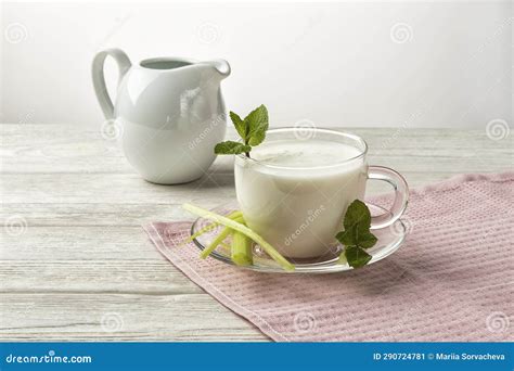 Kefir Fermented Milk Drink With Kefir Grains. Homemade Kefir Stands In ...