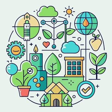 Ecosystem line icon | Premium AI-generated vector