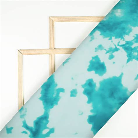 Cerulean Blue Tye And Dye Pattern Digital Print Royal BSY Crepe Fabric ...