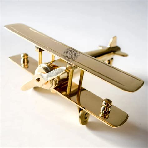 Buy DSH Brass Aeroplane Model Showpiece, Antique Table Top Miniature ...