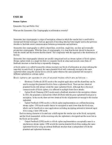 Stream Cipher AND Block Cipher UNIT III - UNIT-III Stream Ciphers ...