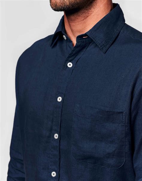 Linen Shirt Long Sleeve - Navy