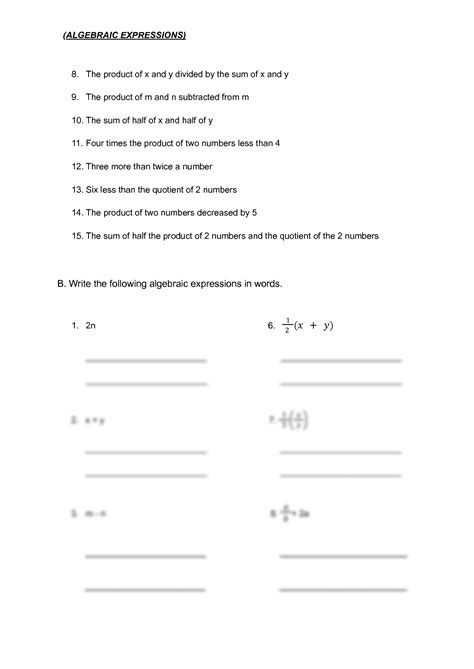 Mathematical Phrases And Sentences Grade