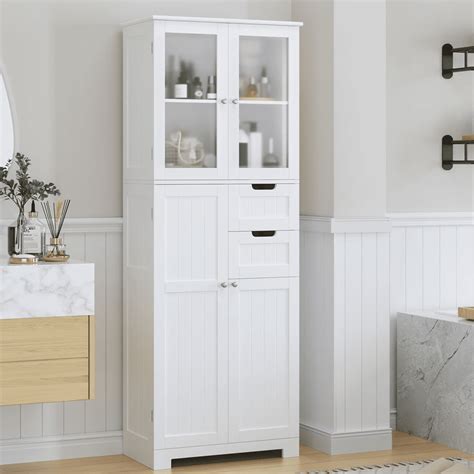 White Bathroom Linen Cabinet