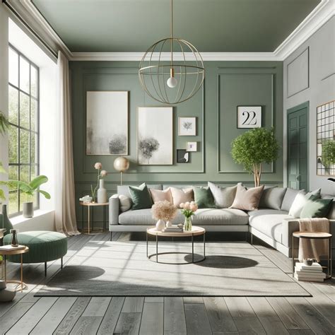 gray floors and sage green walls | Green walls living room, Sage green ...