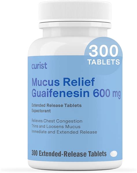 Amazon.com: Curist Guaifenesin 600 mg Extended Release Tablets (300 Dye ...