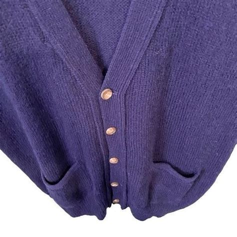 Vintage Polo by Ralph Lauren 100% Wool Blue V-Neck Front Button Sweater ...