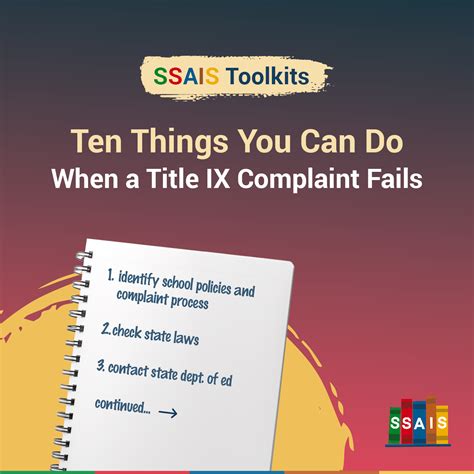 Ten Things You Can Do When a Title IX Complaint Fails | Lesson Plan