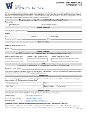 Fillable Online Electronic Funds Transfer ( EFT ) and Bank ...
