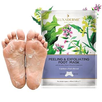 LuxaDerme Peeling and Exfoliating Foot Mask with Sea Kelp, Thyme and ...