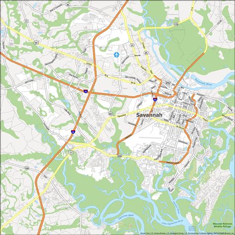 Printable Map Of Savannah Ga