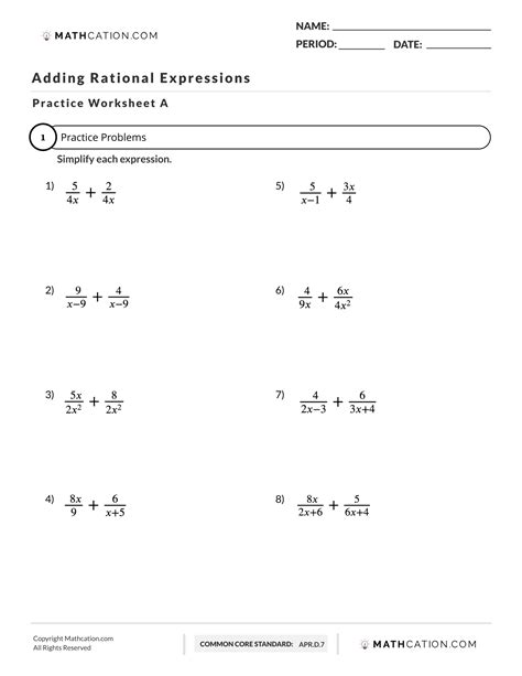 Adding Rational Expressions Worksheet, Examples, And Practice