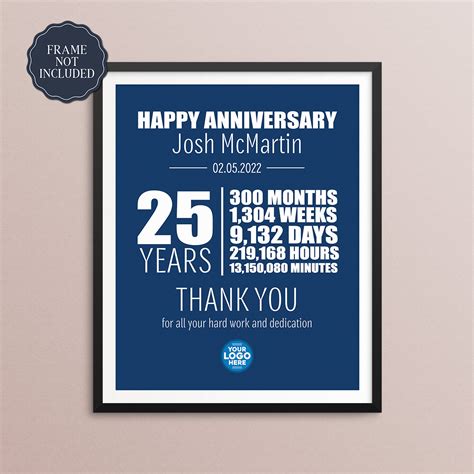 25th Work Anniversary Card - Free Math Worksheet Printable