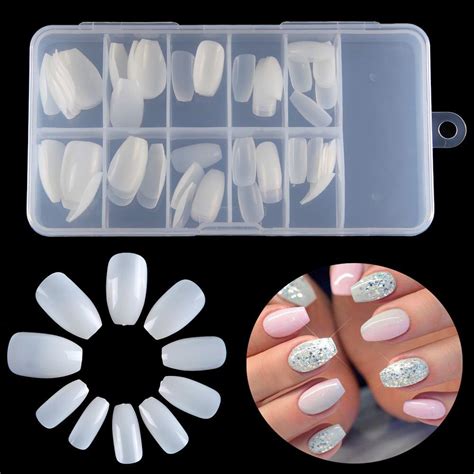 Buy FAMEZA 100Pcs Short Fake Nails Acrylic False Nail Tips Full Cover ...