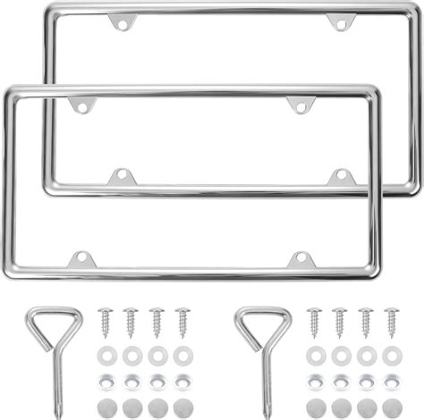 Amazon.com: Hanwell Products Chrome License Plate Frames Made of Zinc ...