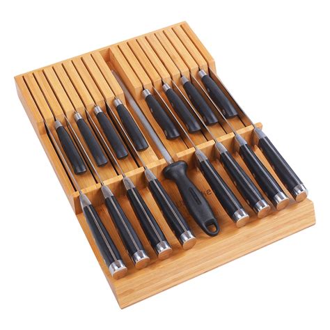 Utoplike In-drawer Knife Block Bamboo Kitchen Knife Drawer Organizer ...