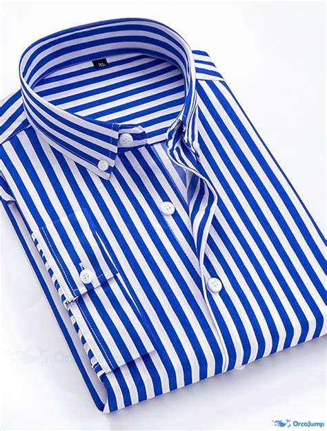 OrcaJump – Mens Striped Dress Shirt – Red, Blue, Navy, Light Blue ...