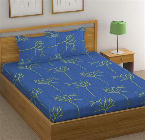 Huesland by Ahmedabad Cotton 144 TC Cotton Bedsheet for Double Bed with ...