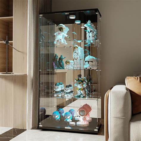 DGCZYXGL 4 Shelf Glass Display Cabinet with Mirrored Back India | Ubuy