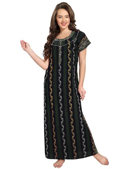 AV2 Women's Cotton Printed Maxi Nighty (1157CS_Blue_S) : Amazon.in: Fashion