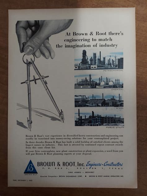 Brown & Root Inc Engineers Constructors Brown-Bilt 1952 Vintage Print ...