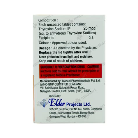 THYROXIUM 25MCG TABLET 100'S : View Price, Combination and Alternatives ...