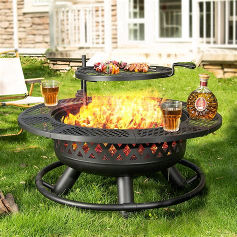 Amazon.com : Panovue 36 Inch Fire Pit with Grill,Wood Burning Fire Pits ...