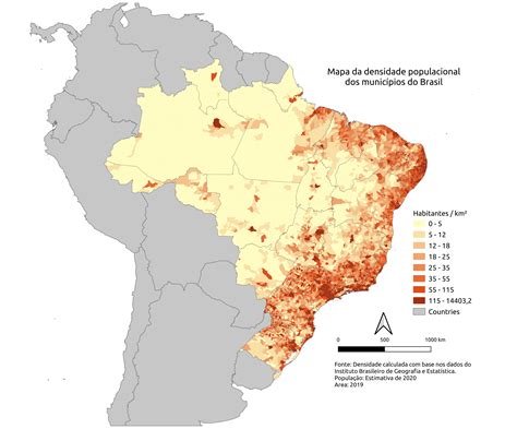Map of Brazil with regions and cities