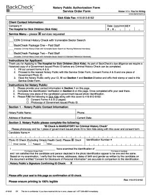Fillable Online X Notary Public Authorization Form Service Order Form ...