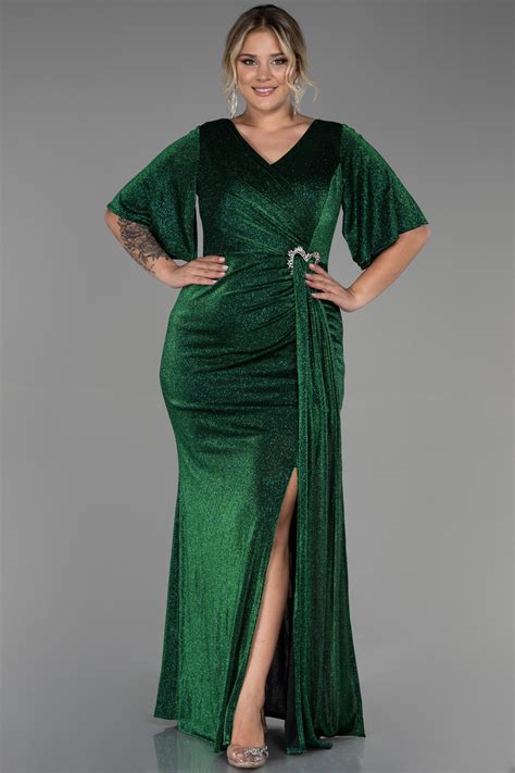 Long Emerald Green Plus Size Evening Dress ABU3282 | Abiyefon.com