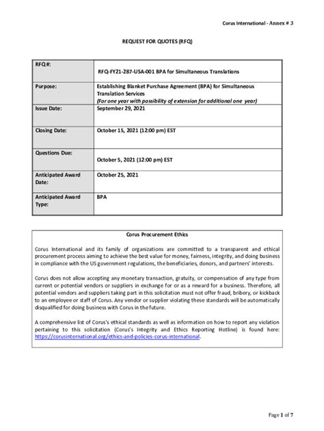 Fillable Online Corus International - Annex # 3 Fax Email Print - pdfFiller