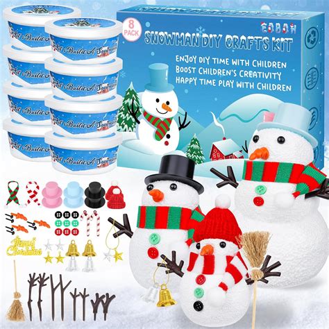 Amazon.com: Christmas Craft Kit, 8 Pack Snowman Kit DIY Christmas ...