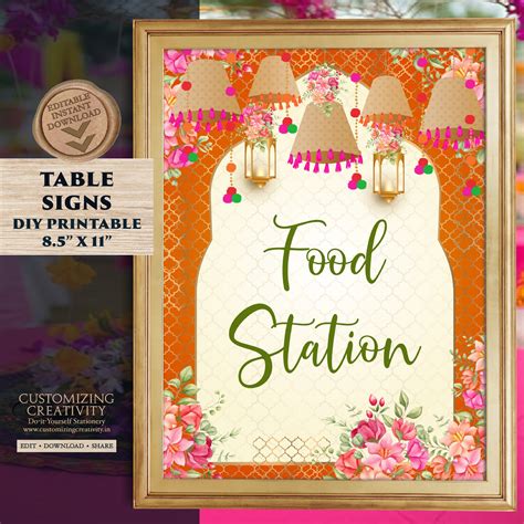 Desi Food station sign Indian Food stall sign & Food signs for Indian ...