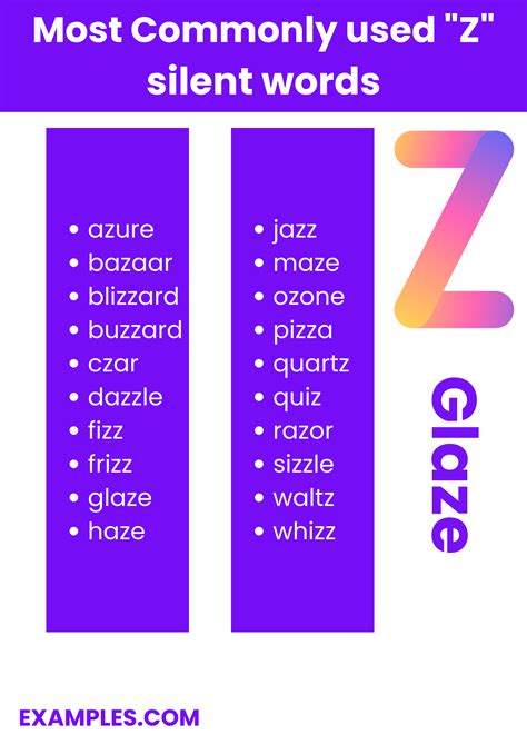 450+ Z Silent Words List, Meaning, PDF