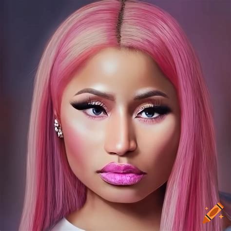 Closeup portrait of nicki minaj with pink braided hair on Craiyon
