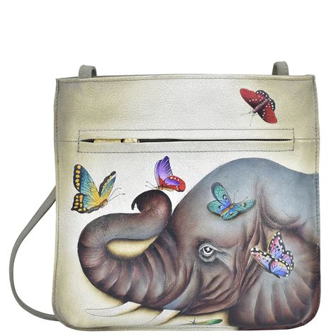 Leather Hand Painted Slim Crossbody With Front Zip - 452 – Anuschka (IN)
