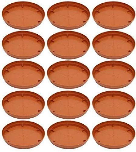 JHUDIYA Plastic Saucer Base Plate Planter Tray, Brown, 8 Inch, Set of ...