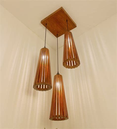 Billet Brown Wooden Cluster Hanging Lamp — Symplify