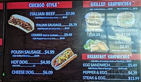 Billy Goat Tavern menu in Chicago, Illinois, USA