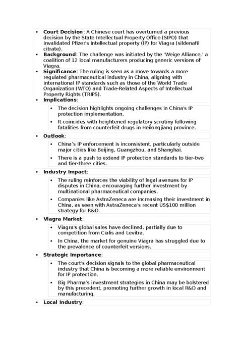 Pfizer's Viagra IP Battle in China: Court Decision Notes and Insights ...