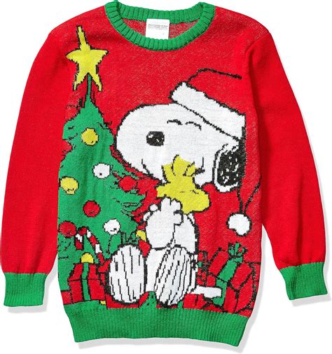 Peanuts Boys' Ugly Christmas Sweater Pullover, Snoopy 2/Red, Small (6/7 ...