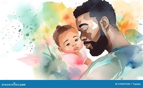 Fathers Day Concept with Father and His Child Stock Illustration ...