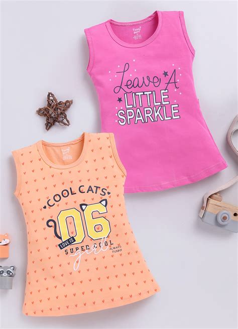 Cotton Pack Of 2 Sleeveless Frocks || Shop for Girls Summer Dresses ...