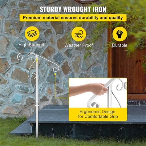 SKYSHALO 1-2 Steps Single Post Handrail 20.5-Inches x 58-Inches Wrought ...