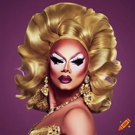 Image of a drag queen in a stunning golden phoenix dress on Craiyon